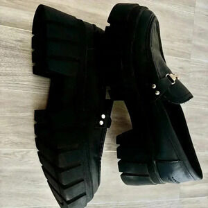 New York & Company Women's Seraphina Y2K Platform Loafer, Black, Size 8